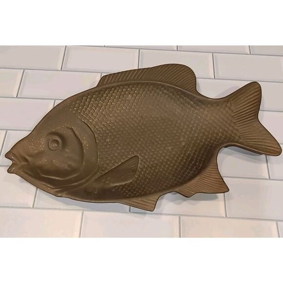 VTG Solid Brass Fish Tray Plate Trinket Coastal Cabin Home Décor Heavy 13½"x 7" - Picture 6 of 9